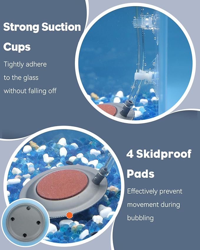 Pawfly 4.9 Inch Fish Tank Air Stone with Suction Cups, Air Stone Bubble Diffuser for Aquariums Fish Tanks & Buckets (Pump and Tubing Not Included)