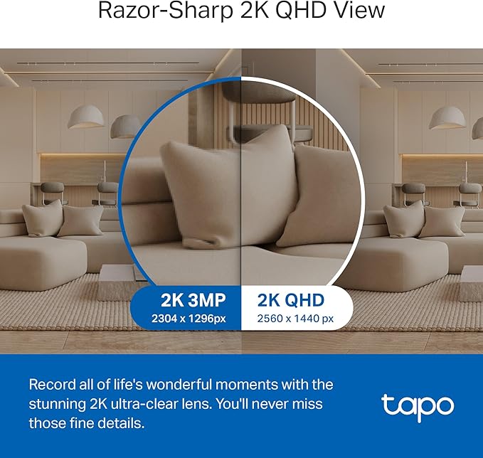 TP-Link Tapo 2K QHD Pan/Tilt Security Camera for Pet Camera, Baby Monitor, Motion Detection, Motion Tracking, 2-Way Audio, Night Vision, Cloud &SD Card Storage, Works w/Alexa & Google Home(Tapo C220)