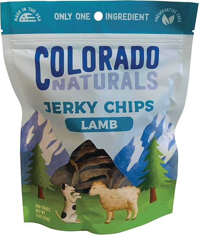 Colorado Naturals Lamb Jerky Chips Dog Treats, 6 oz – All-Natural, Made in USA, No Fillers or Preservatives – Rich in Vitamins and Minerals