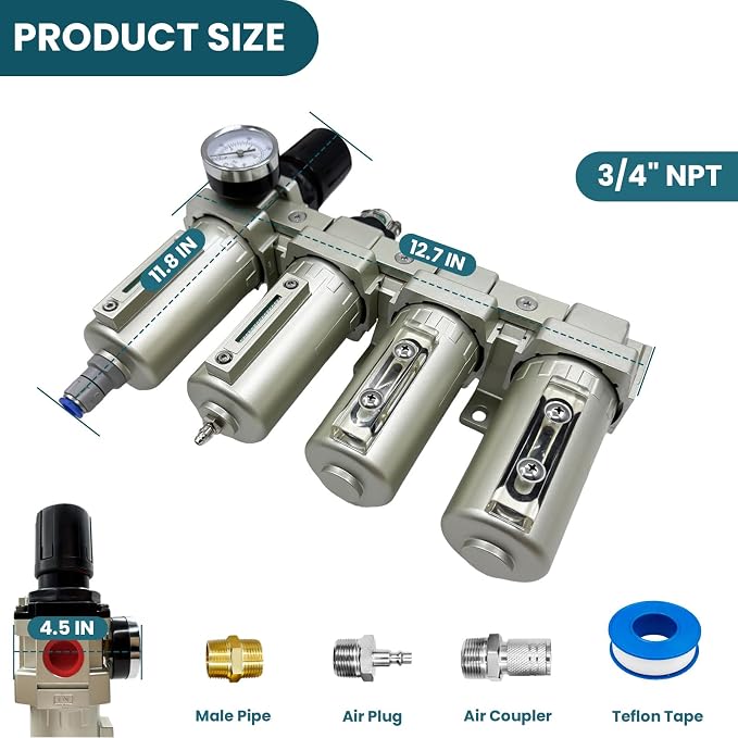 Upgraded 3/4" NPT Heavy Duty Industrial Grade 4 Stage Air Drying System