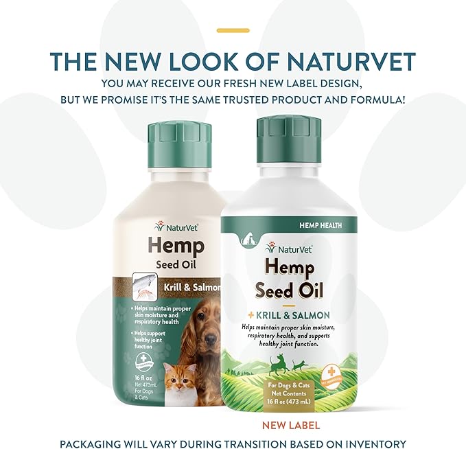 NaturVet Hemp Seed Oil Krill and Salmon, 16 oz. Liquid, Made in The USA
