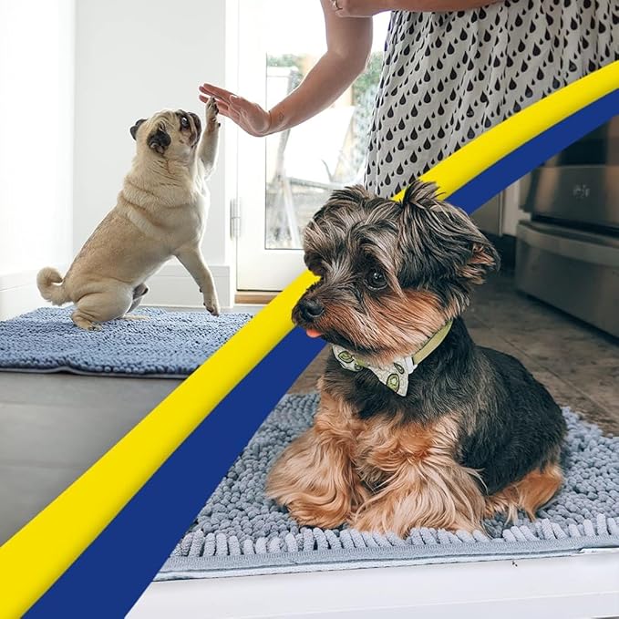 Muddy Mat® | Super Absorbent Door Mat Indoor, Microfiber Quick Dry Chenille Entryway Rug, Non-Slip Front Door Mat, Indoor Mats for Entryway, Machine Washable Pet Rug, Baby Blue 18"X28"