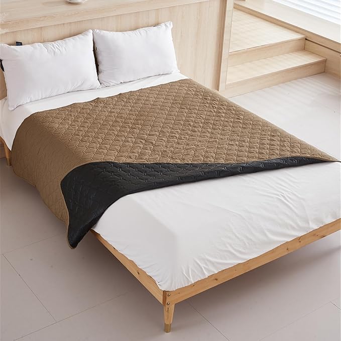GIBZ Waterproof Dog Bed Blanket Cover Anti Slip Pet Furniture Protector Washable Large Washable Quilted Mat for Indoor, Grey, 100x127cm