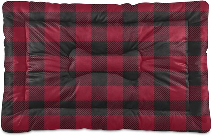 Red and Black Buffalo Plaid Christmas Pet Bed Cute Dog Bed Mat Absorbing Non Slip Pad Pet Sleeping Mat for Small, Medium, and Large Dogs Puppy Cat 24 in x 18 in