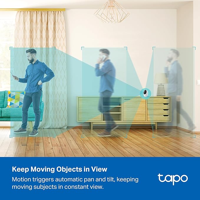 Tapo 4K Indoor Pan/Tilt Wired Security Camera - Works as a Baby Monitor, Person/Pet Detection, Facial Recognition, 360° AI Motion Tracking, Subscription-Free Local Storage or Optional Cloud, C260