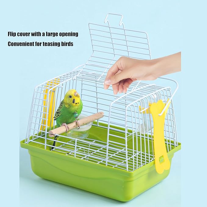 Travel Bird Cage,Small Bird Carrier Cage,Compact Outdoor Birds House,with Carrying Handle and Rust Coating for Pet Parrots and Small Animals