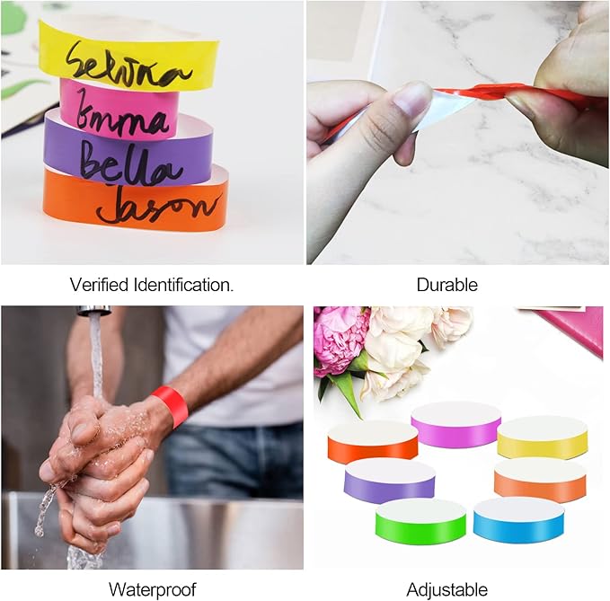1400 Pack Neon Wristbands - Waterproof Paper Bracelets for Events & Concerts (Green)