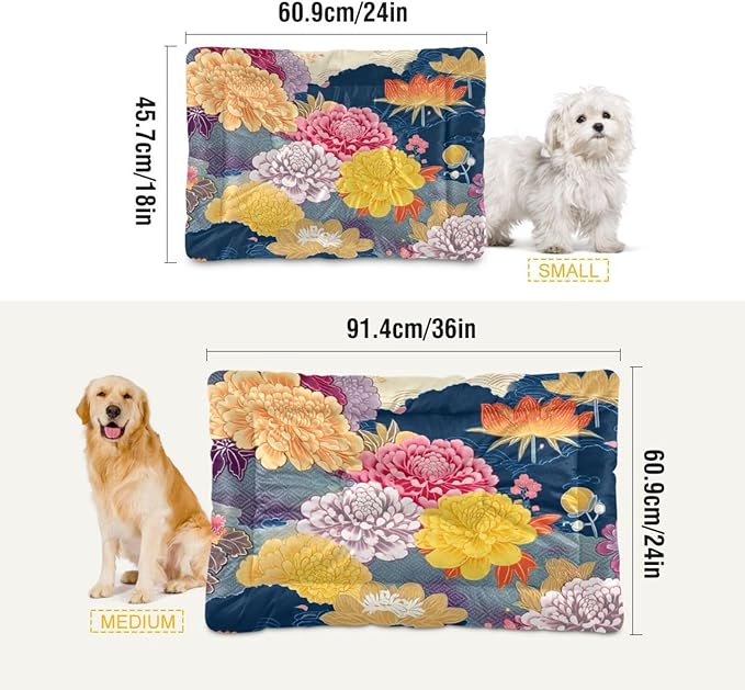 Flower Floral Pet Bed Cute Dog Bed Mat Absorbing Non Slip Pad Pet Sleeping Mat for Small, Medium, and Large Dogs Puppy Cat 24 in x 18 in