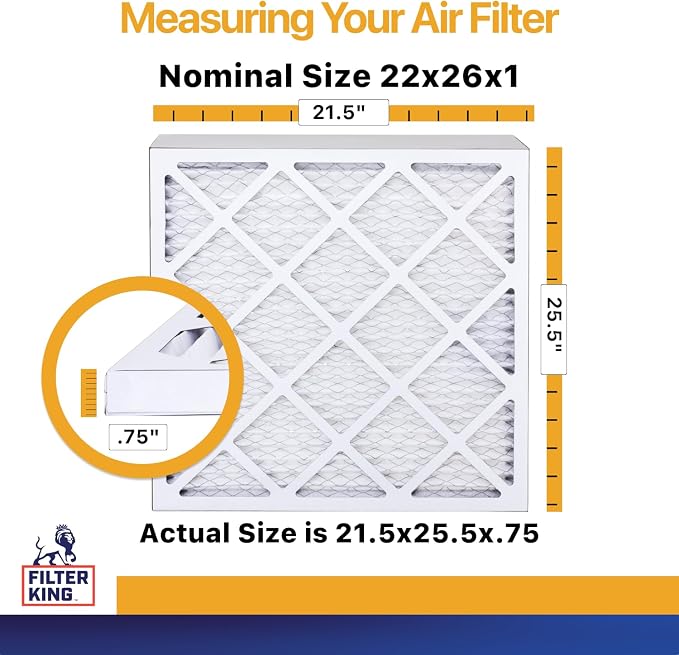 Filter King 22x26x1 Air Filter | 6-PACK | MERV 13 HVAC Pleated A/C Furnace