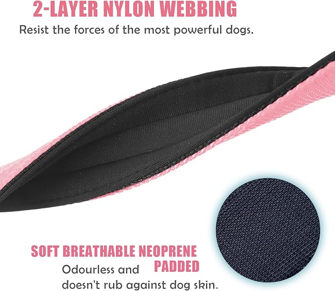Heavy Duty Tactical Dog Collar - 1.5" Width Military Durable Thick Nylon with Adjustable Metal D Ring & Buckle Working Training K9 Collar for Medium Large Dogs (XL(23"-26"), Pink)