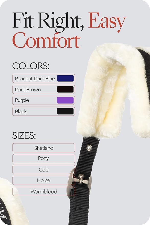 HORZE Howard Soft Fleece Padded Adjustable Polyester Horse Halter - Black - Shetland