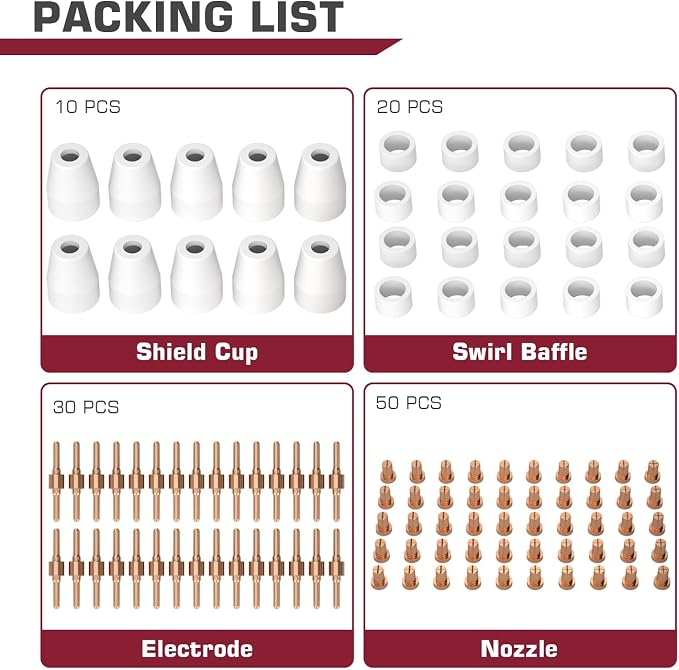 ARCCAPTAIN 110PCS PT31 Plasma Cutting Consumables Fit CUT-45 CUT-50 CT-312