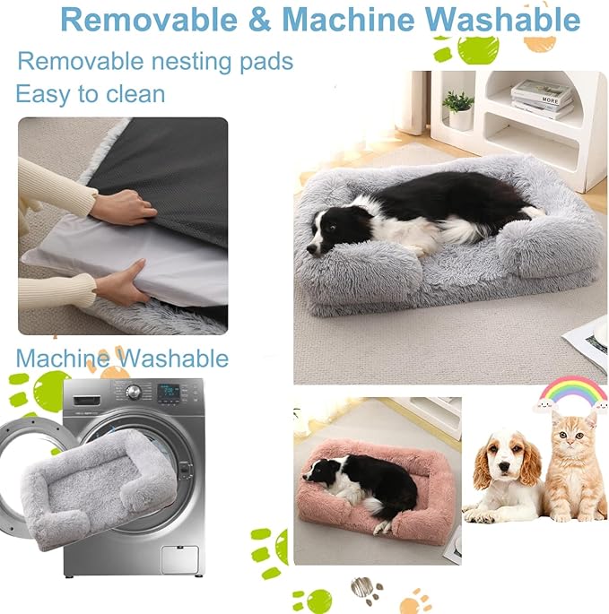 Dog Beds Large Sized dog Orthopedic, Sofa Dog Bed with Waterproof Lining and Nonskid Bottom, Rectangle Washable Dog Bed for Medium Small Dogs and Cats Comfortable ( Color : Gray1 , Size : 43 x 27" )