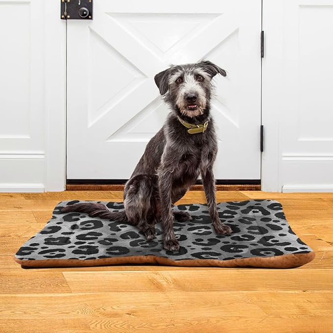 Leopard Print Pet Bed Cute Dog Bed Mat Absorbing Non Slip Pad Pet Sleeping Mat for Small, Medium, and Large Dogs Puppy Cat 24 in x 18 in