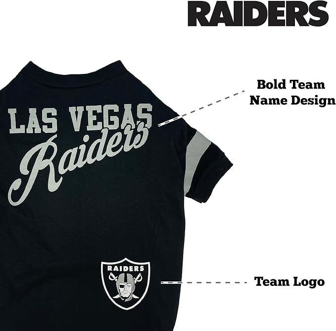 NFL Las Vegas Raiders Dog & Cat T-Shirt, Large. Football PET TEE for NFL Team Fans. New & Updated Fashionable Stripe Design, Durable & Cute Sports Outfit