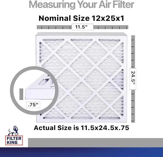 Filter King 12x25x1 Air Filter | 4-PACK | Carbon MERV 8 HVAC Pleated A/C