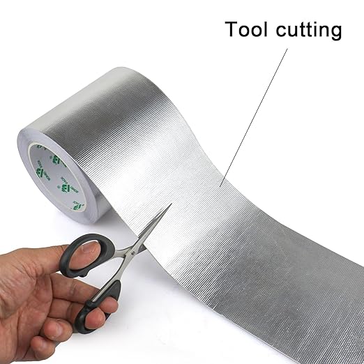 BOMEI PACK Adhesive Aluminum Foil Heat Shield Tape Barrier, Fiberglass Thermal Insulation Reflective Material High Temp Protection (5in*66ft)