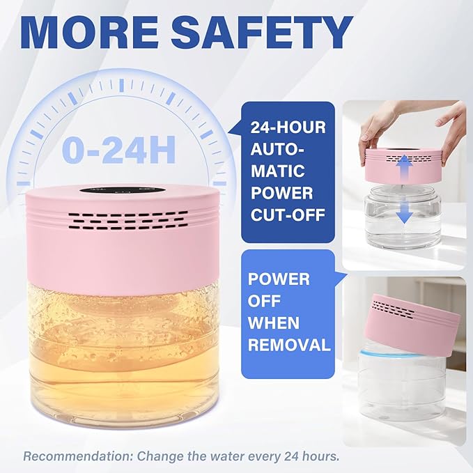 Water Air Purifiers for Home, Air Washer Purifier & Essential Oil Diffuser for Bedroom, Office, Living Room, Water Based Air Purifier with 24H Auto Shut-off, 3-Speed Modes, Touchscreen for Pets, Pink