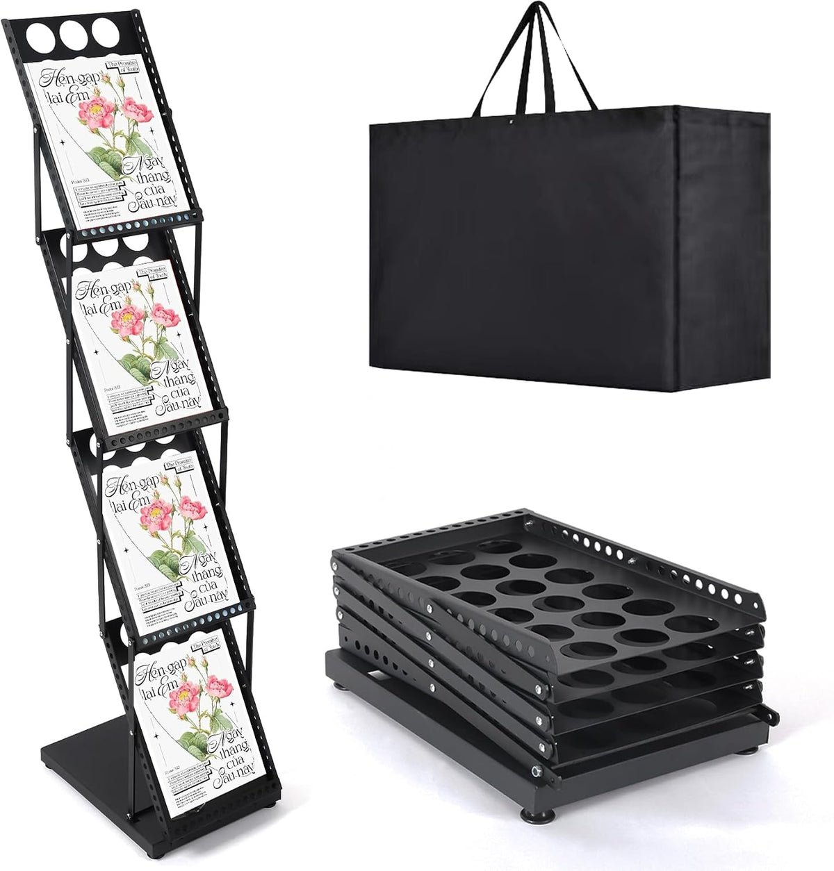 Foldable Magazine Rack Metal Catalog Literature Rack, Literature Stand Rack