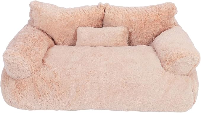 Pet Sofa Bed, Cat and Dog Couch Bed with Removable Washable Cover, Soft Plush Warm Pet Furniture with Anti Skid Bottom for Indoor Cats and Small Dogs (M)