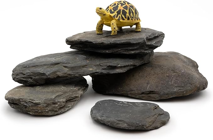 Aquarium Stone Stream Turtle Platform Natural Slate 3-9 inches Turtle Tank Rocks for Aquarium Decoration and Amphibian habitat-20lb