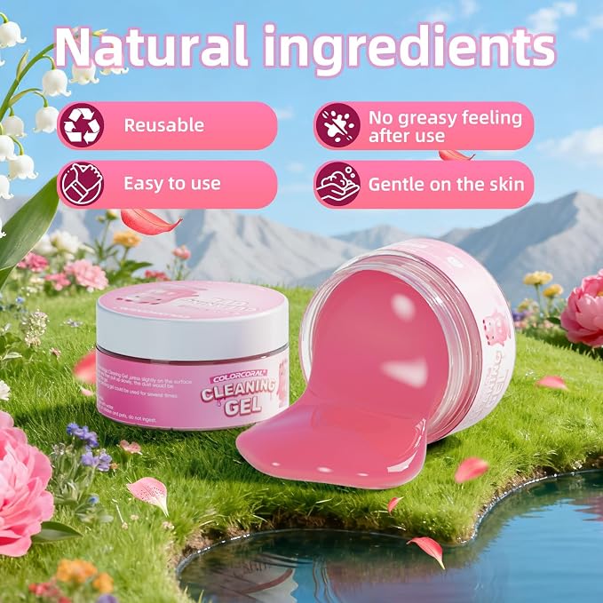2 Pack Car Cleaning Gel Reusable Auto Slime Cleaner, Rose Scent Dust Cleaning