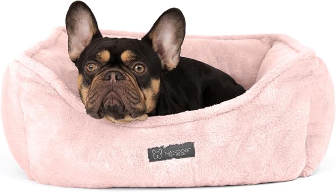 NANDOG Pet Gear Reversible Luxury Microplush Cloud Fabric Collection Ultra Plush Dog & Cat Bed Soft, Warm, Calming Pet Lounger for Small & Medium-Sized Breed - Modern Style Snuggle Couch (Pink)