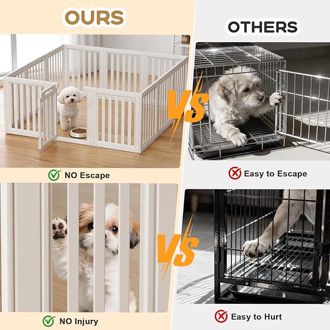 Clear Dog Play Pen,Pet Playpen with Door,Easy to Clean and Install Puppy pens for Both Indoor and Outdoor use (White, 30.3 inch Height, 12 Panels)