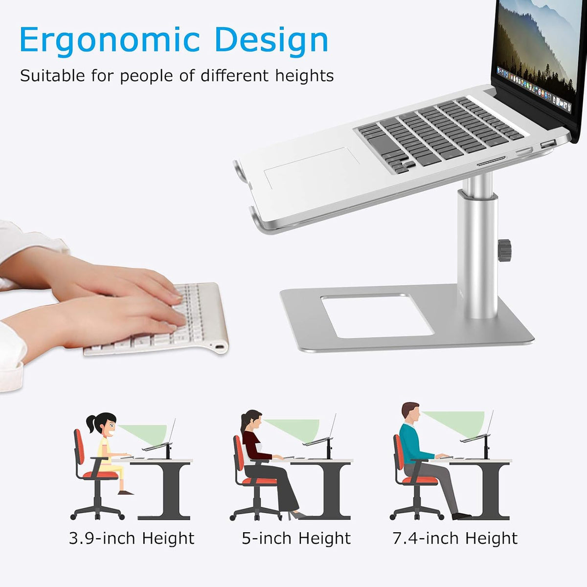 BoYata Laptop Stand, Height Adjustable Laptop Riser for 11-17" Laptops