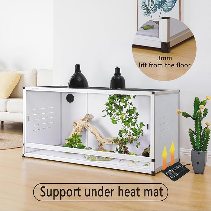 Reptile Terrarium 120 Gallon Large, PVC Enclosure Breeding Tank for Bearded Dragon Gecko Lizard Snake, Wide Breeding Lounge Vivarium Area with Ventilation, Suit for Juvenile to Adult Reptiles