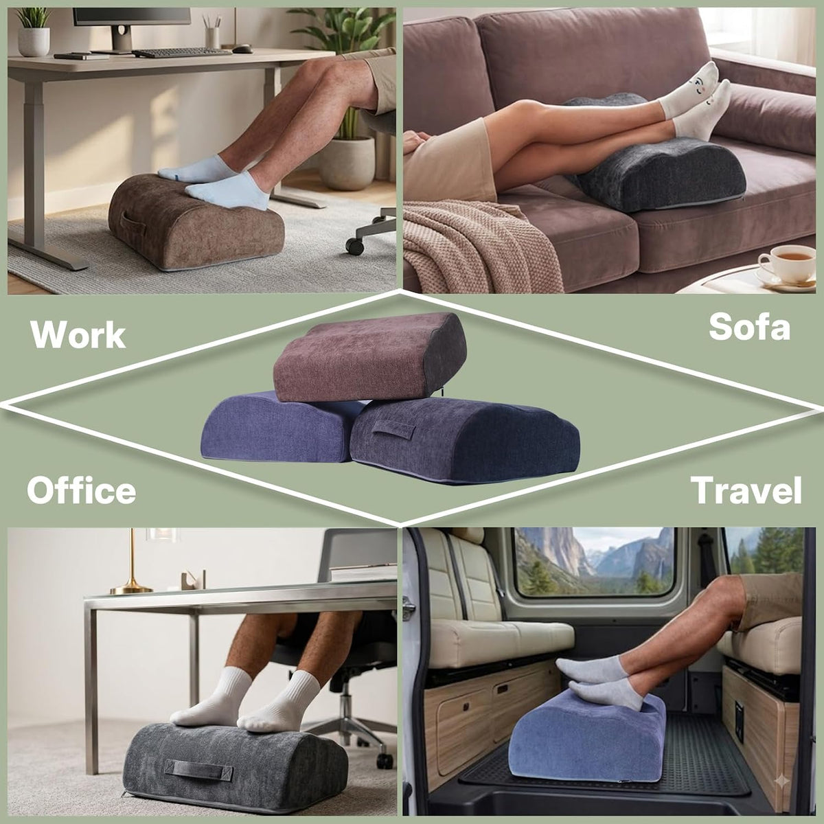 Foot Rest Under Desk for Office, Ergonomic Footrest, 2 Height Levels, Rocking Foot Stool Under Desk, Comfortable Foam Desk Foot Rest for Home Office, Gaming and Work (Charcoal Gray)