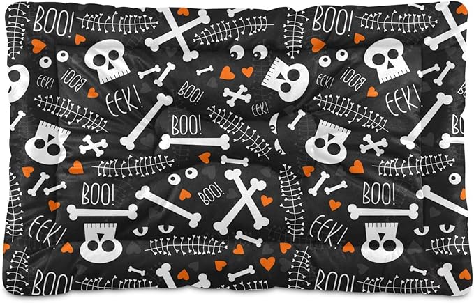 Pet Bed Skull Dog Bed Mat Absorbing Non Slip Pad Pet Sleeping Mat for Small, Medium, and Large Dogs Puppy Cat 36 in x 24 in