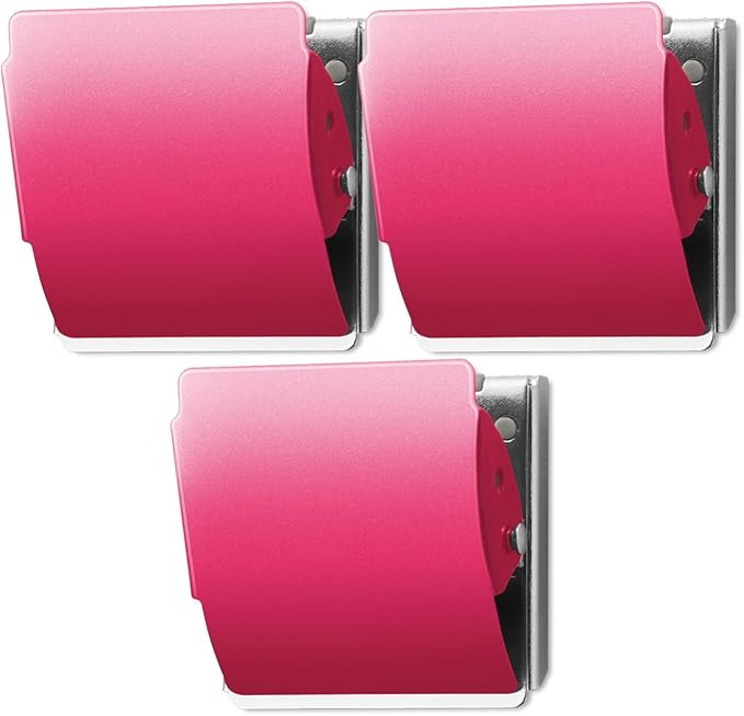 Plus Extra Strong Magnetic Clips, Large 3-Pack, Red