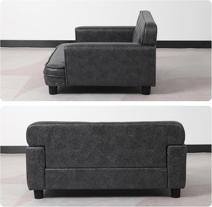 Dog Bed,Cat Bed,Dog Couch,Cat Couch,Puppy Bed,Pet Sofa,Pet Couch,Pet Bed for Cats, Wooden Frame and Suede Fabric,for Small Breeds Using (Grey)