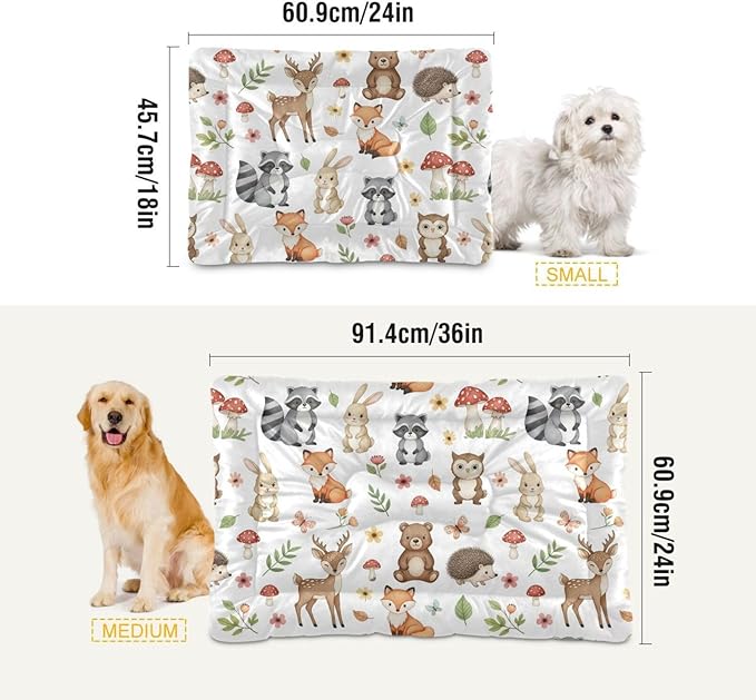 Emelivor Cute Animals Dog Cat Bed Washable Crate Pet Bed Anti-Slip Rectangle Comfortable Kennel Pads for Indoor Small Medium Large Dogs Cats,36x24in