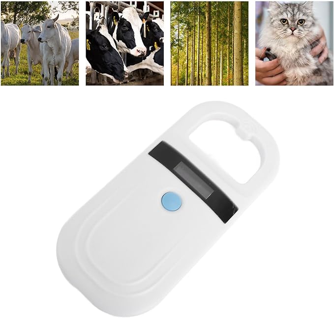 Diydeg Pet Microchip Scanner, Rechargeable EMID FDX B Portable Pet Chip Scanner with OLED Display, 134.2KHz, 128 Sets of Data, Microchip for Animal, Pigs, Dogs, Cats (White)