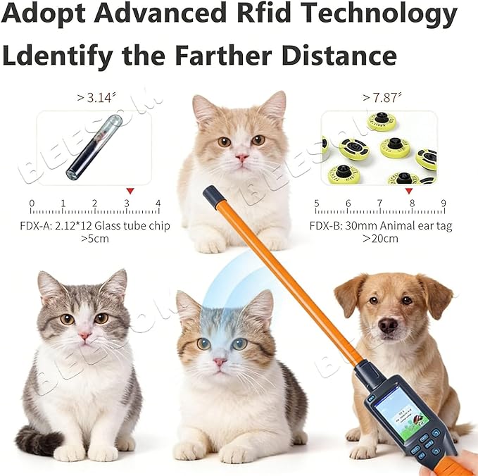 Pet Chip Reader,Pet Microchip Scanner Reader,Rechargeable,134.2/125KHz,Fast Identification,Durable, for Pet Shops Vets Animal Shelters