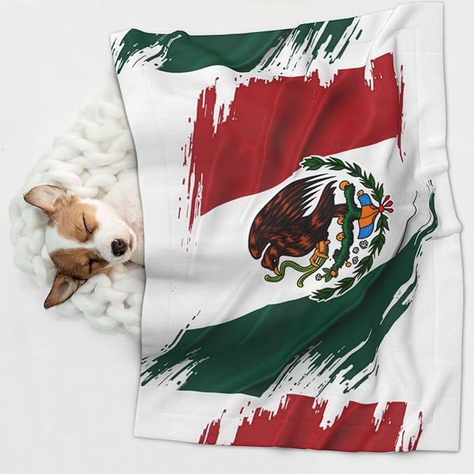 Pet Blanket for Travel and Home, Mexico Flag Cool Eagle, Reversible Plush Dot Design with Soft Grip Texture on One Side Perfect for Car Seats Moving Vehicles