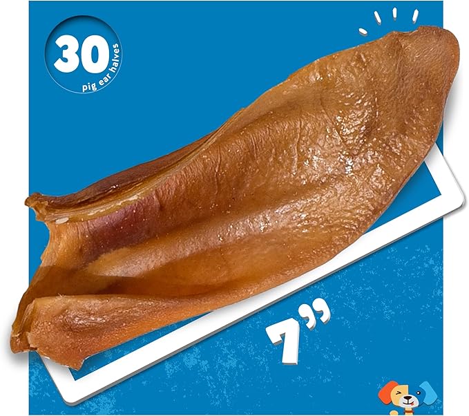 Jack&Pup Half Pig Ears for Dogs (30 Pack) - All Natural Single Ingredient Pigs Ears Halves - Premium Dog Ear Treat - Dog Chew Treats for Large and Small Breeds