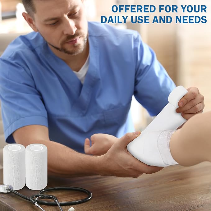 Treela 36 Pcs Self Adherent Bandage 4" X 5 Yard Wrap Breathable Cohesive Bandage Elastic Adhesive Tape for Stretch Athletic Sports Wrist Ankle(Refreshing Color)