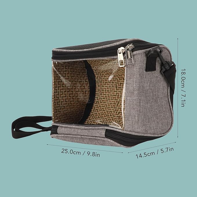FLEXMAN Bird Carrier Bag, Portable Small Bird Travel Cage, Transparent Lightweight Breathable, Two Way Zipper Parrot Travel Cage with Side Pockets for Parrots, Birds, Hamsters, Small Lizards (Grey)