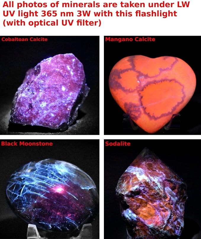Flashlight for Fluorescence/Glowing Mineral Crystal Lightweight Powerful 3 Watt