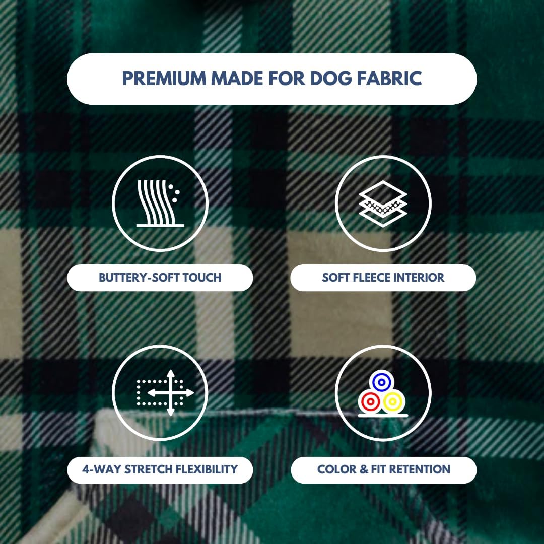 Spark Paws Dog Hoodie – Premium Dog Sweater for Small, Medium, and Large Dogs | Warm Outfits for French Bulldogs, Pitbull, Puppy, Winter Jacket Alternative - Green Plaid - 4XL