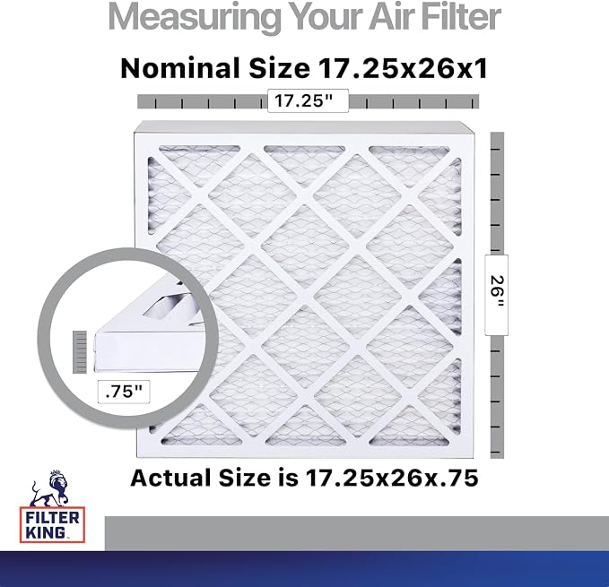 Filter King 17.25x26x1 Air Filter | 4-PACK | Carbon MERV 8 HVAC Pleated A/C