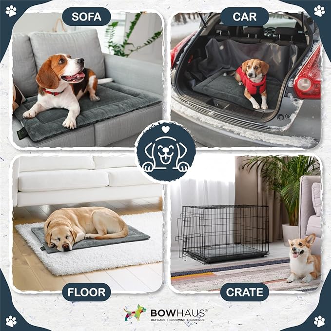 39.4" x 25.2” Machine-Washable Fluffy Dog Bed for 42" Kennel, Soft Crate Mat with Non-Slip Bottom, Cozy Pet Pad for Sleeping, Medium, Large Dog Kennel Flat Bed