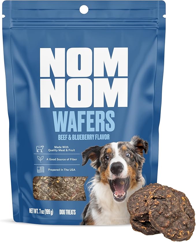 Nom Nom Beef & Blueberry Flavored Treats - Dog Snacks for Training, Rewards, and Mealtime Toppers - No Artificial Flavors or Colors - Prepared in the USA for Dogs 7oz