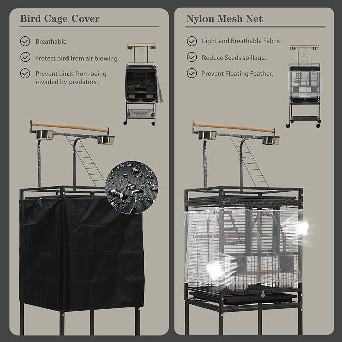 51" Small Bird Cage with Stand,Parakeet Cage, Parrot cage with Parakeet Toys, Bird Cage Accessories,Birdcage Covers for Lovebirds Cockatiel Conure Finch Canary Budgie