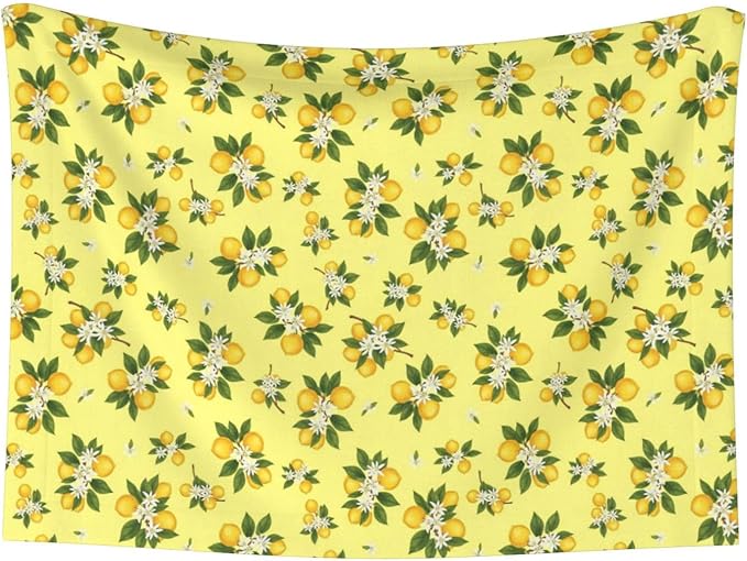 Pet Blanket for Indoor Outdoor Use, Buds Ripe Fruits Lemons Flowers White, Two Sided Reversible Plush Mat with Bumpy Dot Texture for Patios Crates Portable Bed Companion
