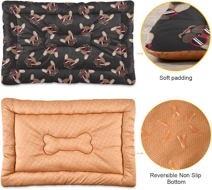 Funny French Bulldog Pet Bed Cute Dog Bed Mat Absorbing Non Slip Pad Pet Sleeping Mat for Small, Medium, and Large Dogs Puppy Cat 24 in x 18 in