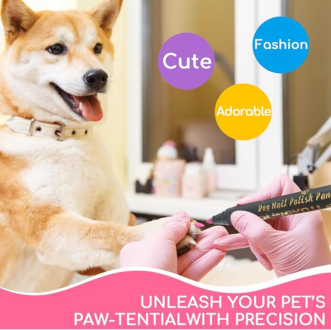 Dog Nail Polish， Dog Nail Polish Pens Quick Dry-8 Colors, Pet Nail Polish Set for Dogs， DIY Dogs Puppy Nails, Dog Safe Nail Polish Non Toxic, Odorless, Easy to Apply